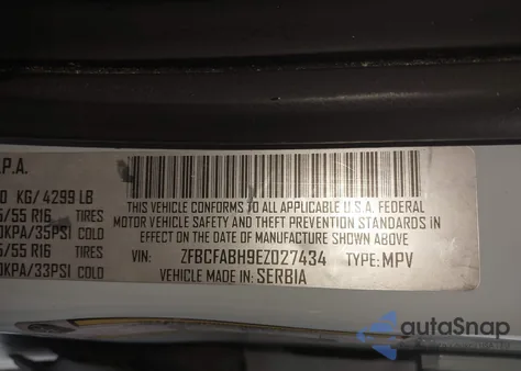 2014 Fiat 500L Easy из США, поврежденный, VIN ZFBCFABH9EZ027434